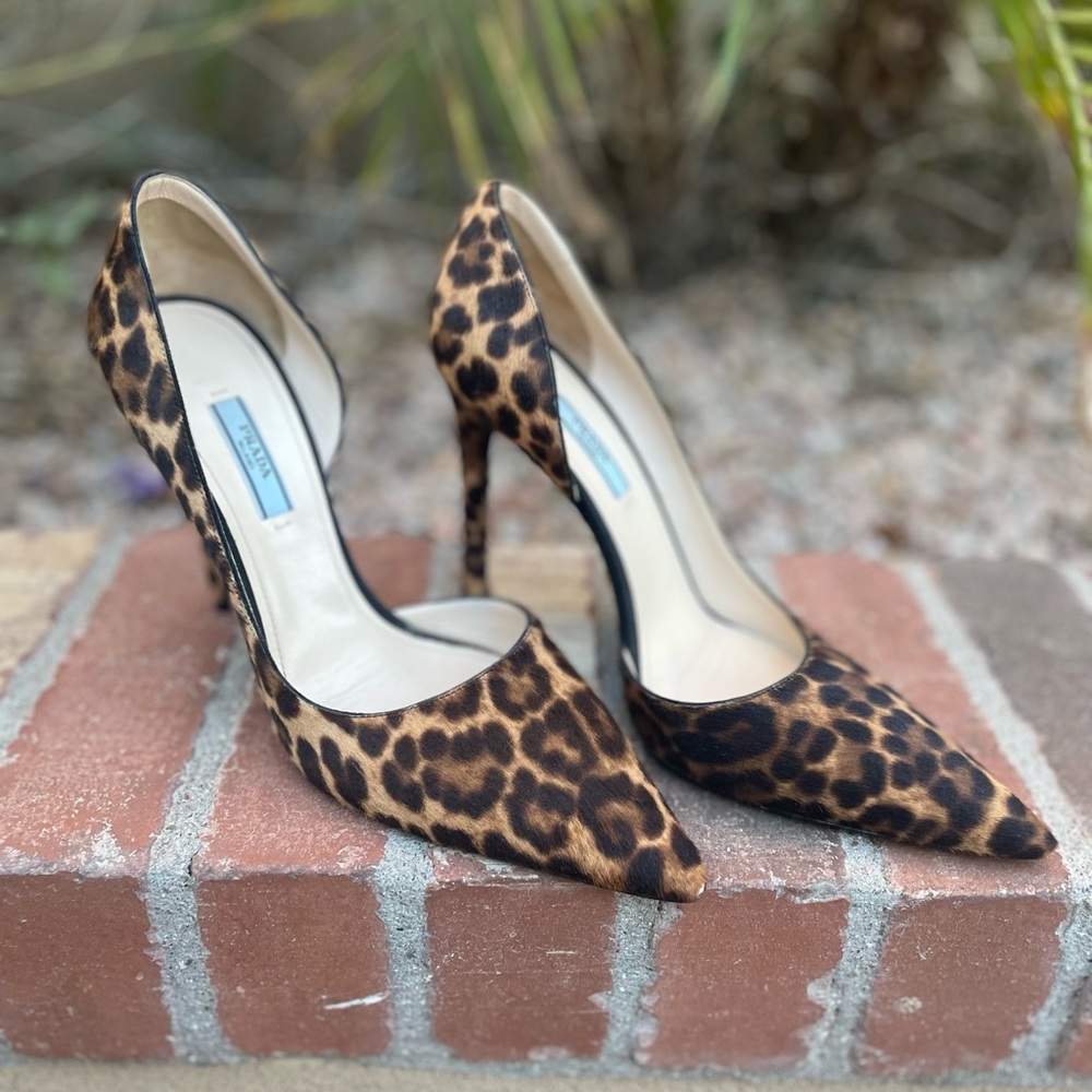 Prada Leopard Calf Hair Pumps SZ 39.5